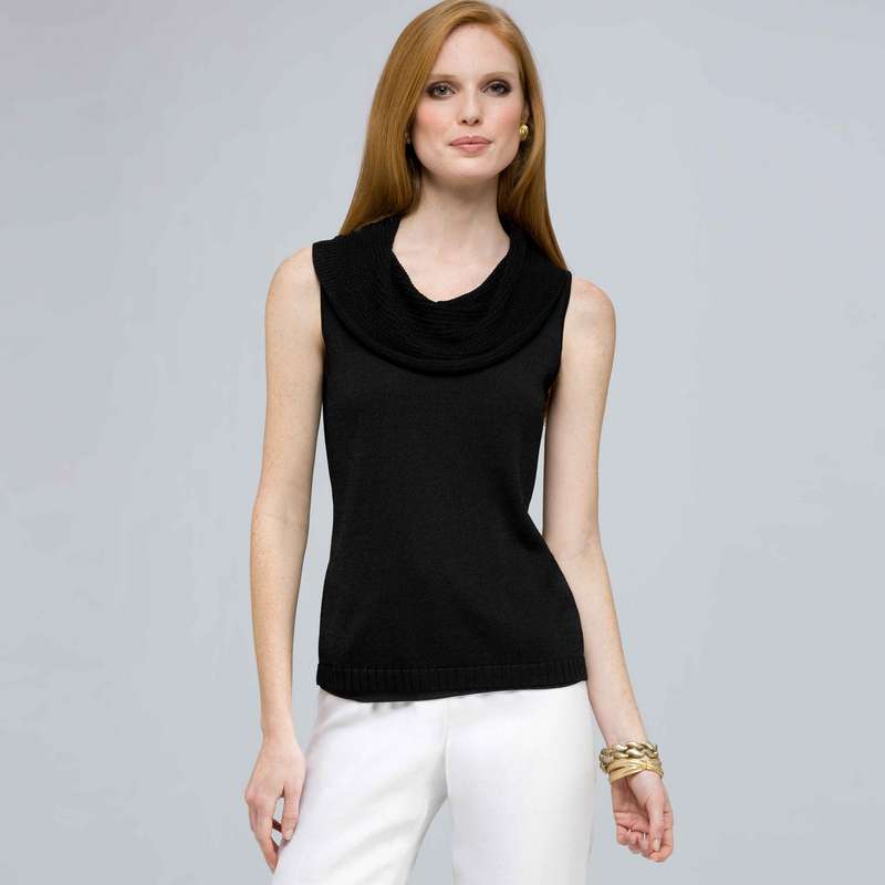 Sleeveless Cowl Neck Knit., Black, large image number 0