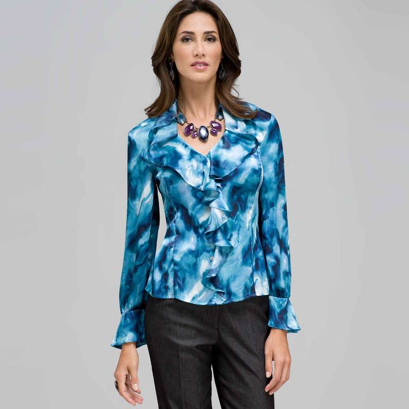 Ruffled Blouse, Seabreeze Multi, large image number 0