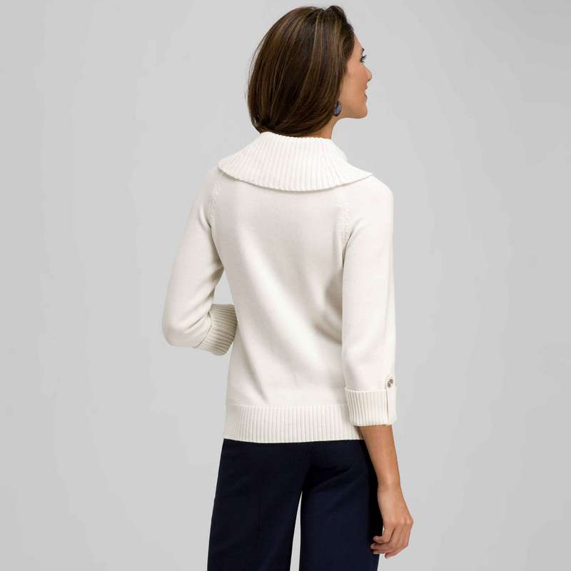 3/4 Sleeve Cowl Neck Top, Sugar, large image number 1